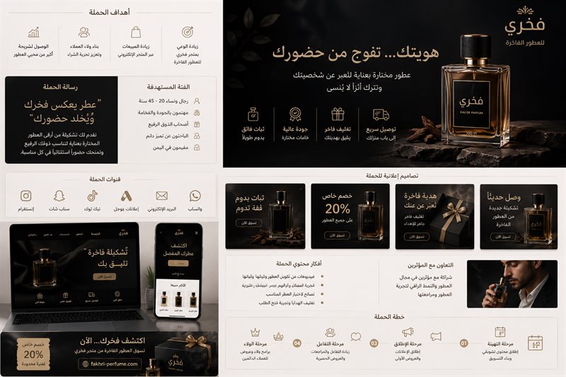 الحملة التسويقية لمتجر فخري للعطور
